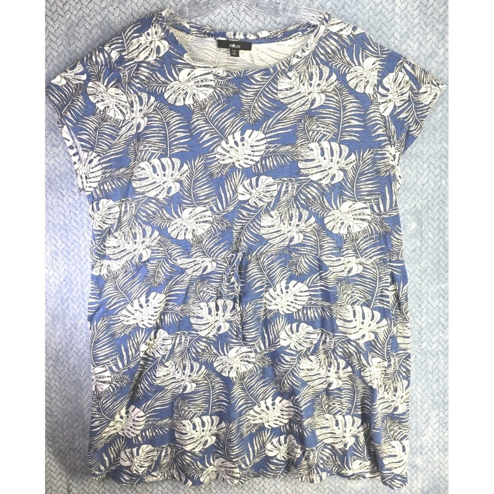 Ellos Midi Dress Women's Size 1X 22 Botanical Floral Coastal Summertime Airy